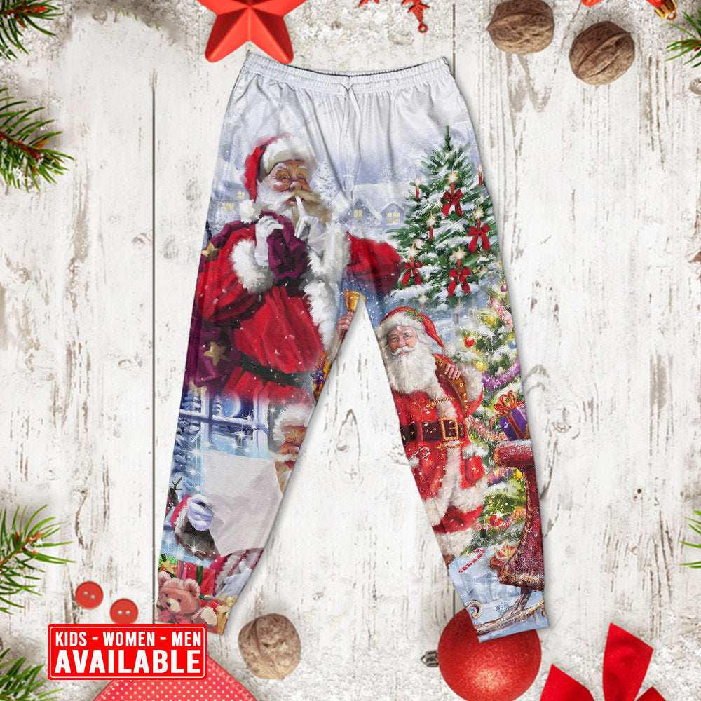 Santa Holiday Arrival Long Sleeve Pajamas Set For Christmas Sleepwear And Family Lounging