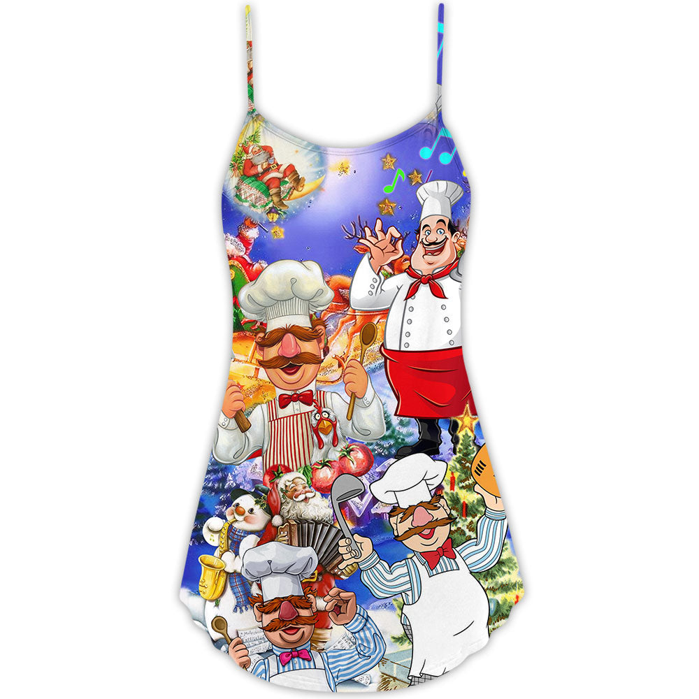 Funny Chef Food Quote Christmas V-Neck Sleeveless Cami Dress For Festivals Travel And Relaxed Casual Summer Wear