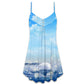 Music Sounds Of Nature V-Neck Sleeveless Cami Dress For Vacations Parties And Expressive Warm Weather Styling