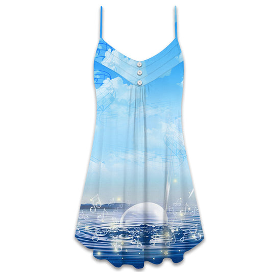 Music Sounds Of Nature – Women's Summer Sleeveless V-Neck Camisole Dress