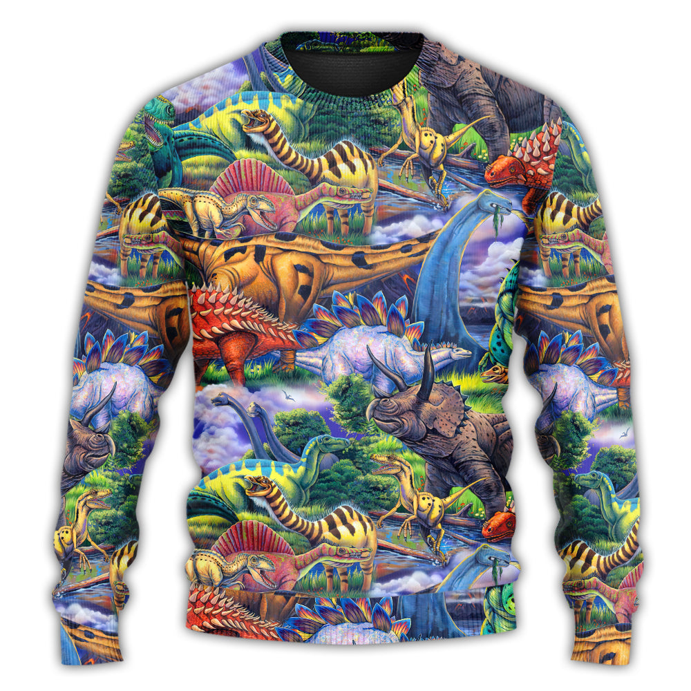 Colorful Dinosaur Sweater For Animal Inspired Style Events And Comfortable Daily Wear