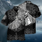 Norse Warrior Raven Valhalla Hawaiian Shirt Pattern Detail For Vacation Travel And Daily Wear