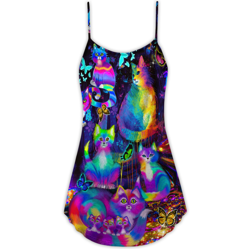 Confident Cat Style V-Neck Sleeveless Cami Dress For Sunny Getaways Outdoor Events And Everyday Summer Fashion