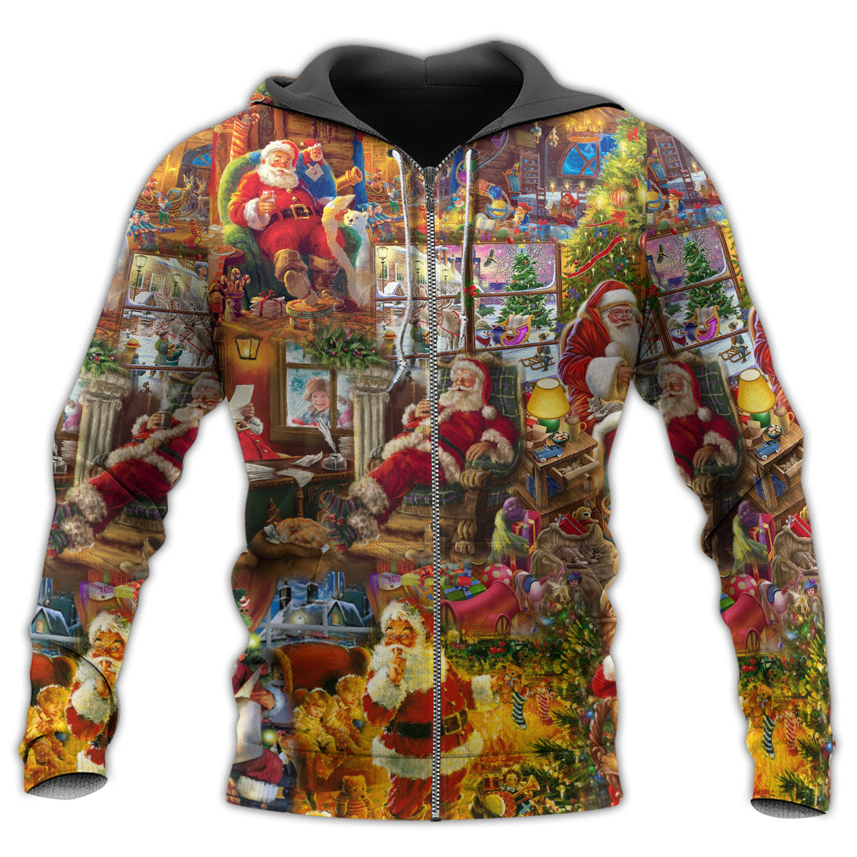 Santa Holiday Season Joy Hoodie For Christmas Gatherings Outdoor Trips And Relaxed Seasonal Style