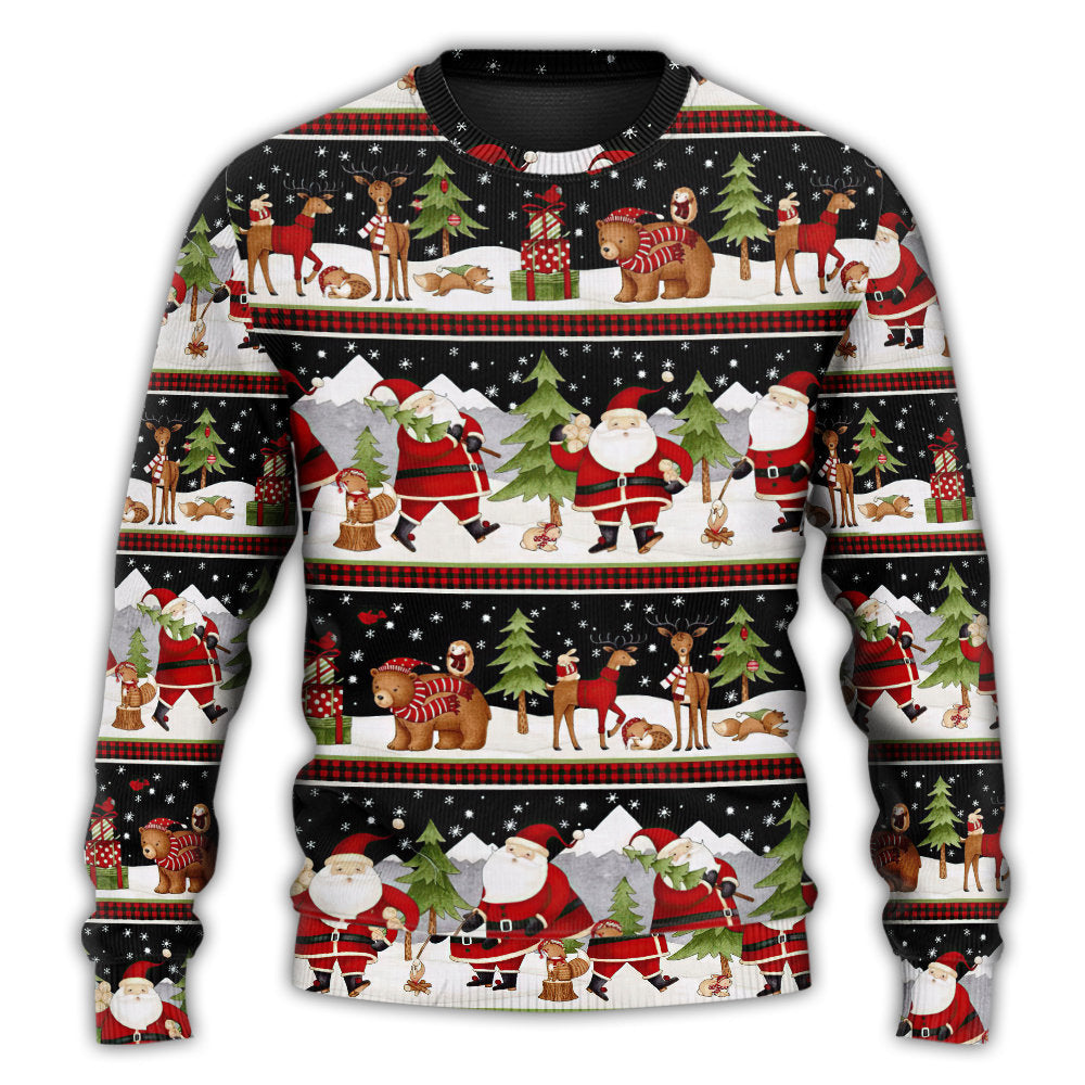 Christmas Happy Night With Santa Friends Sweater For Festive Parties Family Photos And Comfortable Seasonal Wear