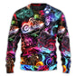 Motorcycle Racing Neon Light Colorful Sweater For Road Trips Weekend Gatherings And Thoughtful Gift Giving