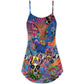 Hippie Colorful Skull Love Life V-Neck Sleeveless Cami Dress For Festivals And Distinctive Alternative Styling