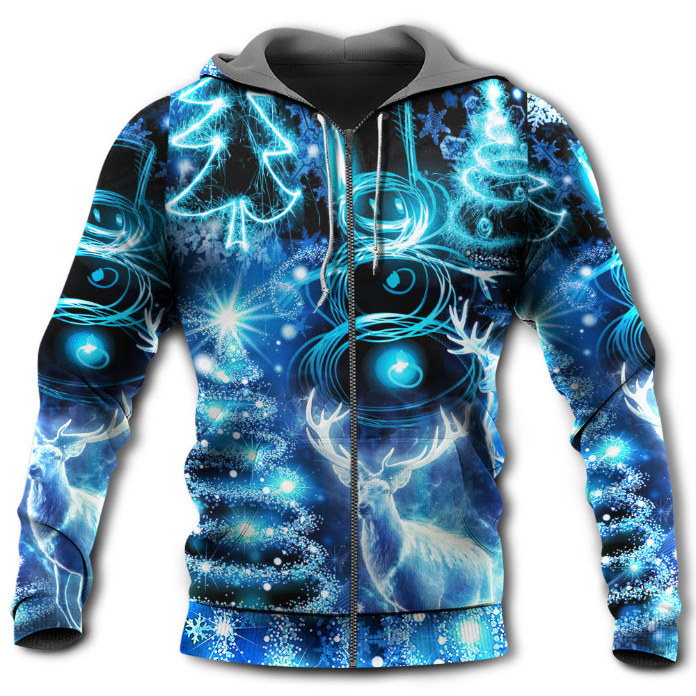Christmas Deer Snowman Tree Glow Hoodie For Festive Family Moments Winter Wear And Holiday Gift Ideas