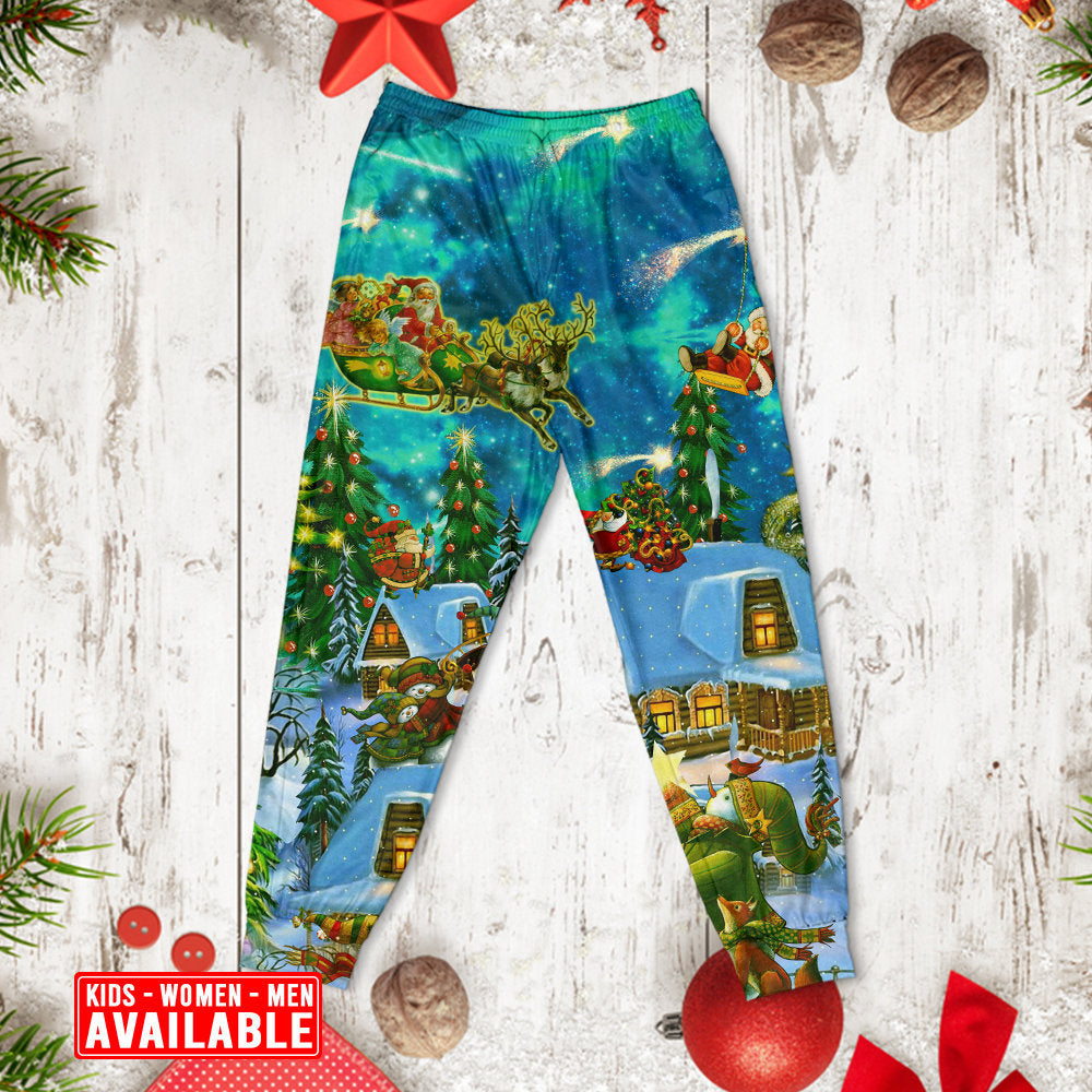 Magical Christmas Night Long Sleeve Pajamas Set For Holiday Bedtime And Cozy Home Wear