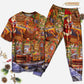 Santa Christmas Happiness Short Sleeve Pajamas Set For Christmas Sleepwear And Family Lounging