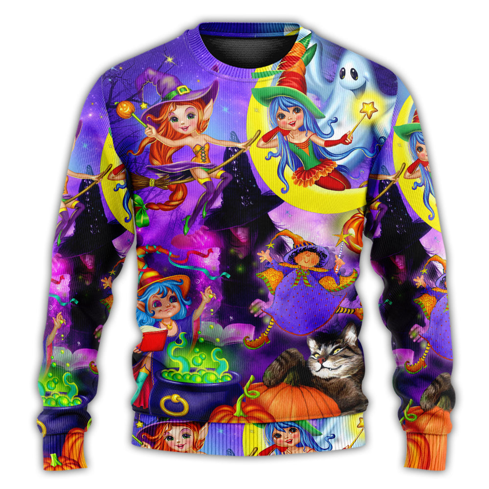 Halloween Cute Witch Ghost Magic Forest Sweater For Casual Wear Parties And Thoughtful Gifting