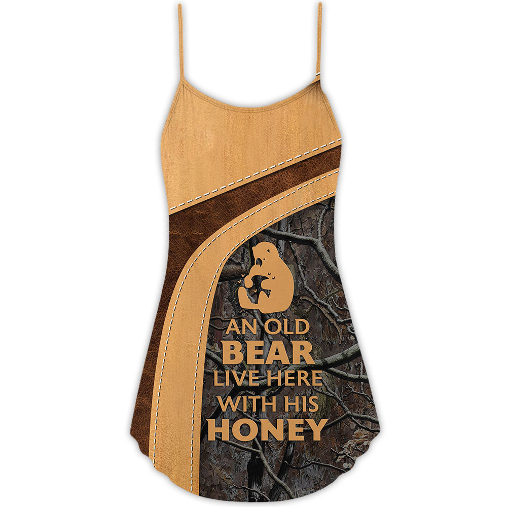 Old Bear And Honey Home V-Neck Sleeveless Cami Dress For Vacations And Casual Warm Weather Wear