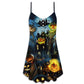 Halloween Pumpkin Sky Night V-Neck Sleeveless Cami Dress For Festivals Travel And Relaxed Casual Summer Wear
