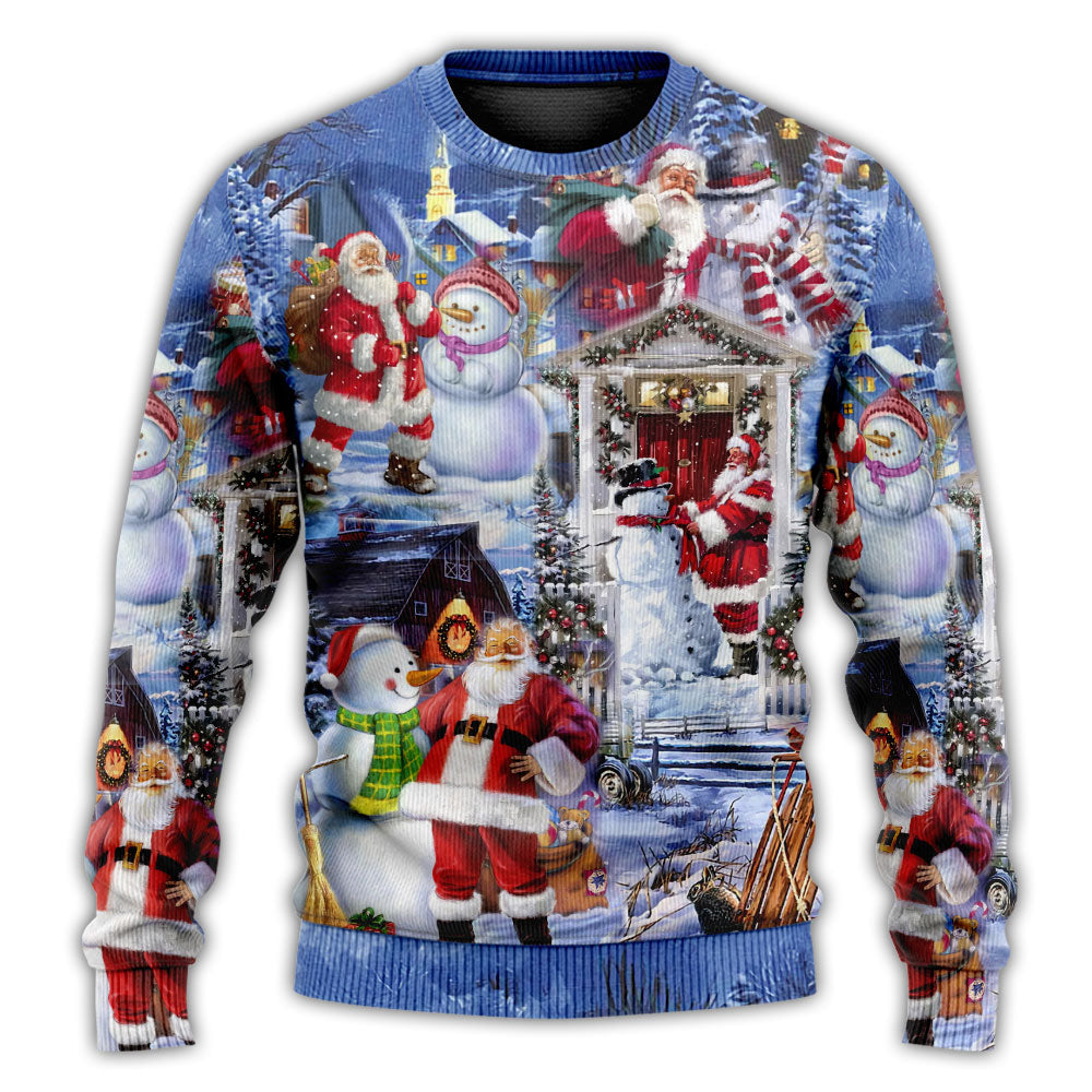 Santa And Snowman Happy Holiday Sweater For Holiday Parties Family Gatherings And Seasonal Gift Giving