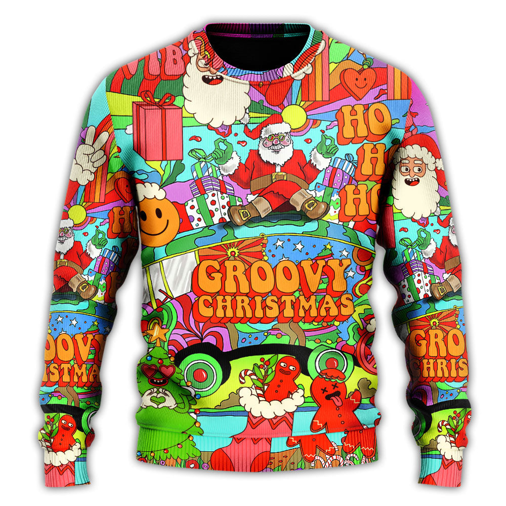 Christmas Hippie Santa Bus Peace Sweater For Winter Parties Seasonal Adventures And Relaxed Everyday Styling