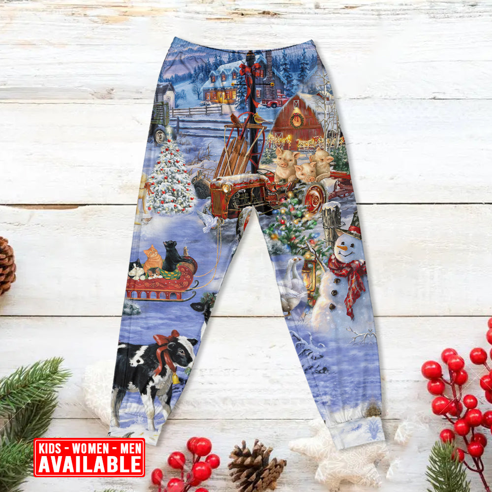 Snowy Farmhouse Christmas Long Sleeve Pajamas Set For Festive Sleepovers And Family Photos