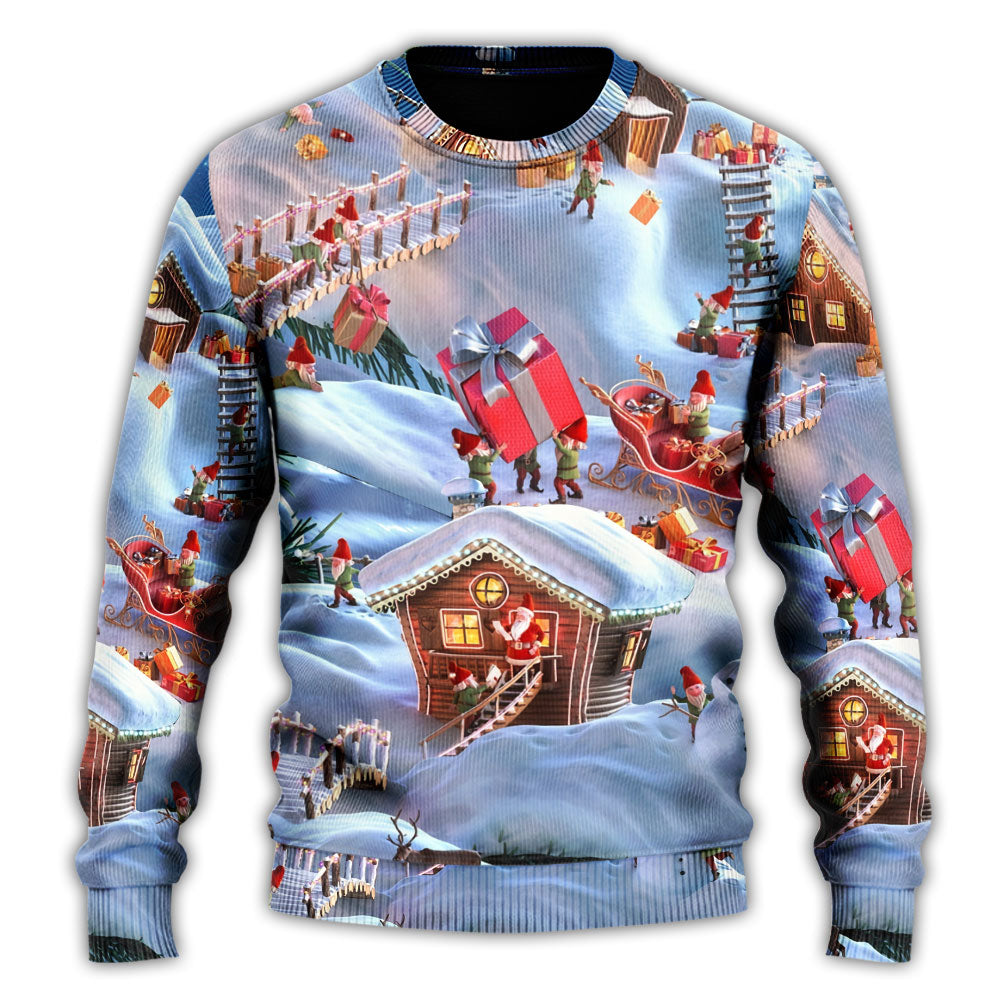 Christmas Santa And Gnome Merry Xmas Sweater For Winter Celebrations Family Events And Relaxed Seasonal Styling