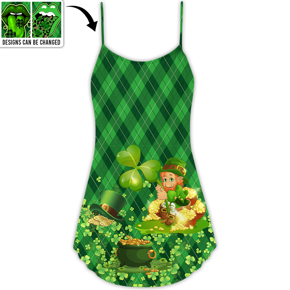 Lucky Lips Festive Vibes V-Neck Sleeveless Cami Dress For Summer Vacations Festivals And Casual Everyday Wear