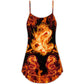 Dragon Fireball Fantasy V-Neck Sleeveless Cami Dress For Summer Events And Comfortable Everyday Style