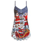 Christmas Happy Santa Holiday Art V-Neck Sleeveless Cami Dress For Holiday Parties And Relaxed Vacation Wear