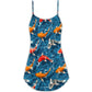 Koi Fish Swimming Pond V-Neck Sleeveless Cami Dress For Vacations And Casual Warm Weather Wear