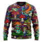 Hippie Mushroom Peace Sweater For Bohemian Style Festivals Travel And Casual Everyday Wear
