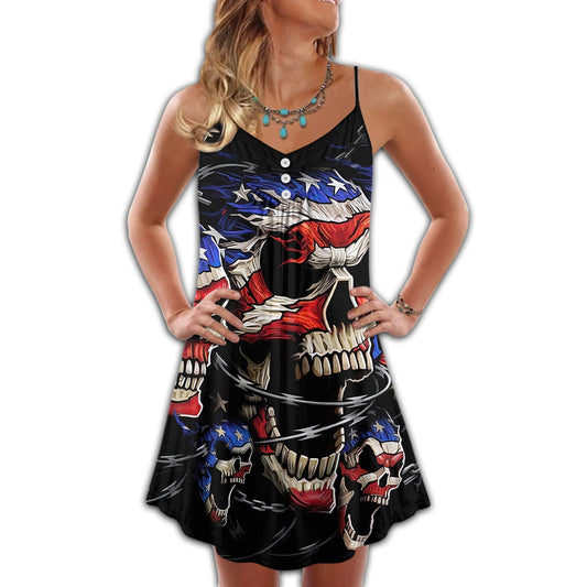 Skull Dark Love Style – Women's Summer Sleeveless V-Neck Camisole Dress