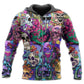Hippie Colorful Mushroom Skull Hoodie For Peaceful Casual Style Weekend Travel And Comfort