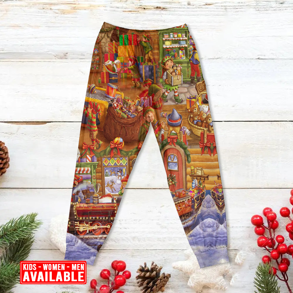 Santa Christmas Happiness Long Sleeve Pajamas Set For Holiday Travel And Comfortable Home Wear