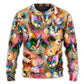 Colorful Cat Sweater For Animal Lovers Casual Wear Holidays And Thoughtful Gifting