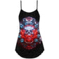 Skull Electric Dream Bold V-Neck Sleeveless Cami Dress For Festivals And Distinctive Alternative Styling