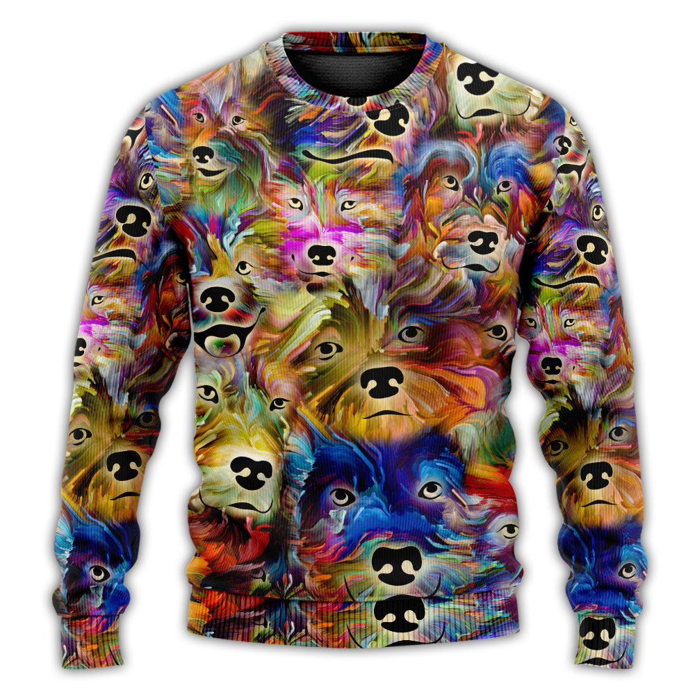 Dog Memory Painting Sweater For Outdoor Activities Weekend Trips And Relaxed Everyday Outfits
