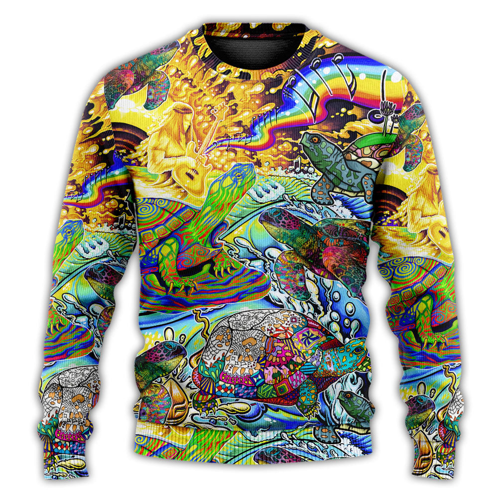 Hippie Turtle Colorful Peace Sweater For Psychedelic Art Fans Outdoor Events And Distinctive Gifts