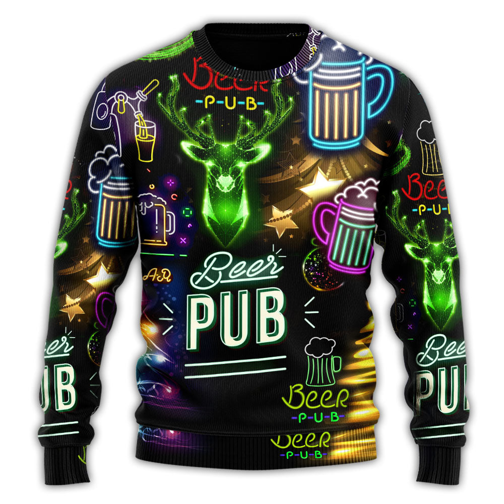 Christmas Beer Neon Sweater For Festive Parties Family Photos And Comfortable Seasonal Wear