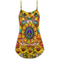 Hippie Sunflowers Love Sunshine V-Neck Sleeveless Cami Dress For Festivals Travel And Relaxed Casual Summer Wear