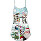 Husky Dogs Merry Christmas V-Neck Sleeveless Cami Dress For Christmas Parties Travel And Bright Seasonal Fashion