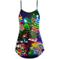 Dinosaur Lover Christmas Joy V-Neck Sleeveless Cami Dress For Festive Events And Casual Summer Styling