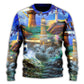 Lighthouse Christmas Santa Shine Like A Light Sweater For Seasonal Parties Cozy Gatherings And Thoughtful Holiday Gifts