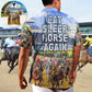 Horseback Riding Horse Hawaiian Shirt For Summer Vacation, Beach Travel, And Casual Wear