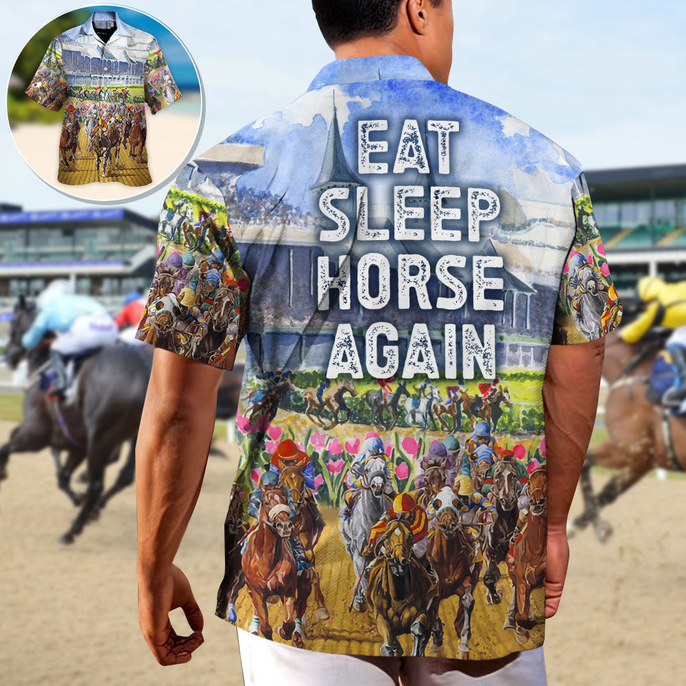 Horseback Riding Horse Hawaiian Shirt For Summer Vacation, Beach Travel, And Casual Wear