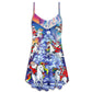 Santa Riding Unicorn Rainbow Night V-Neck Sleeveless Cami Dress For Summer Events And Comfortable Everyday Style