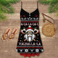Nordic Warrior Red And White V-Neck Sleeveless Cami Dress For Festivals Travel And Relaxed Casual Summer Wear