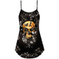 Skull Flowers From Darkness V-Neck Sleeveless Cami Dress For Alternative Style Parties And Relaxed Everyday Wear