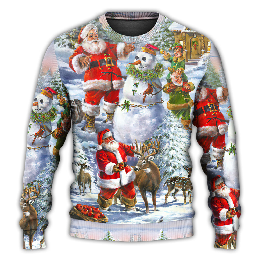 Christmas Santa Snowman Elf Happy Sweater For Holiday Travel Winter Outings And Cheerful Gift Giving