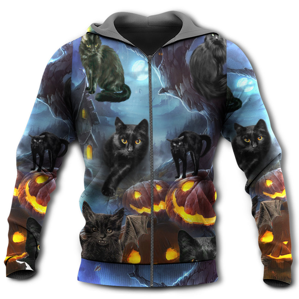 Black Dark Halloween Cat Night Hoodie For Spooky Season Events Everyday Wear And Gift Ideas