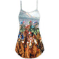 Horse Racing Wild Power V-Neck Sleeveless Cami Dress For Active Summer Gatherings And Relaxed Vacation Fashion