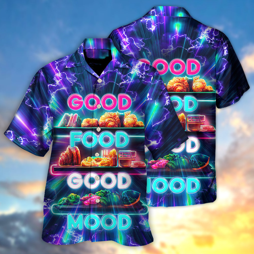 Food Good Mood Hawaiian Shirt Artwork View For Weekend Travel And Beach Style