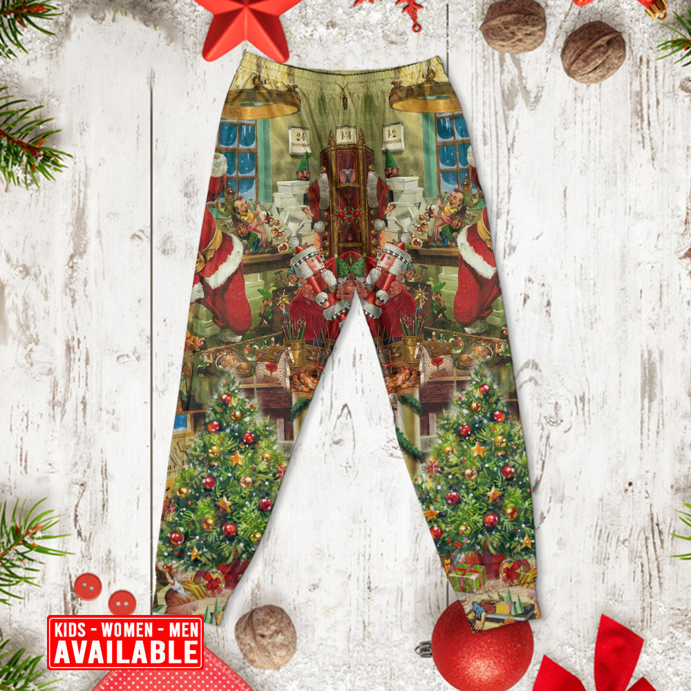 Santa Christmas Toy Workshop Long Sleeve Pajamas Set For Winter Nights And Thoughtful Gifting
