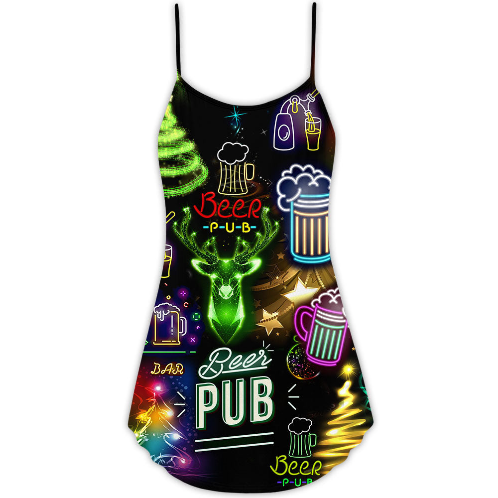 Christmas Party Neon Party V-Neck Sleeveless Cami Dress For Festivals Travel And Relaxed Casual Summer Wear