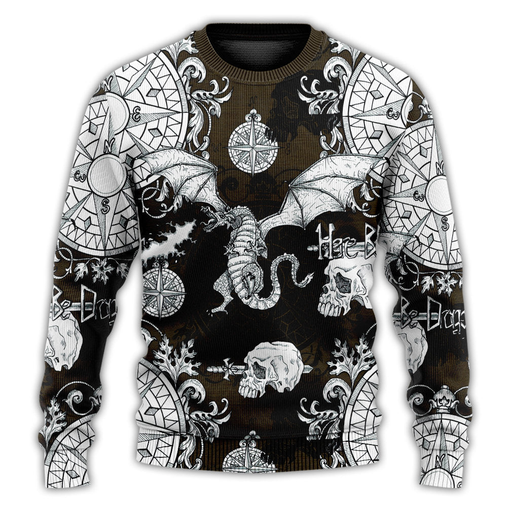 Flying Dragon Skull Gothic Sweater For Art Fans Travel Parties And Distinctive Casual Style